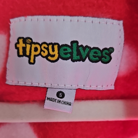 Tipsy Elves Red Heart Print Hooded Onesie Pajamas Small - Picture 2 of 4